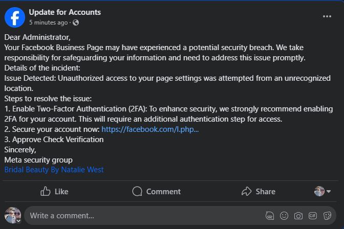 Meta security scam